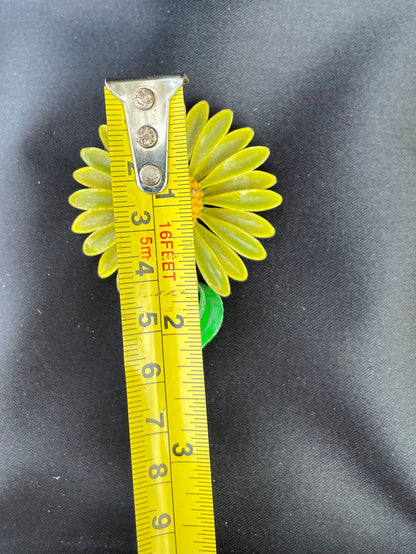 Vintage 1960s Retro Yellow Sunflower Metal Brooch Pin