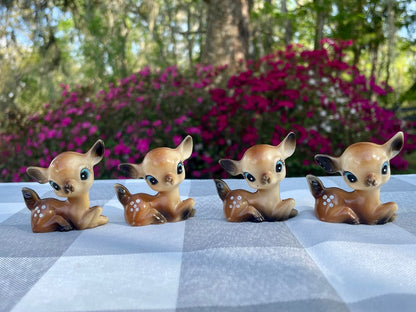 Vintage Plastic Tiny Deer Christmas Figurines Set of 4