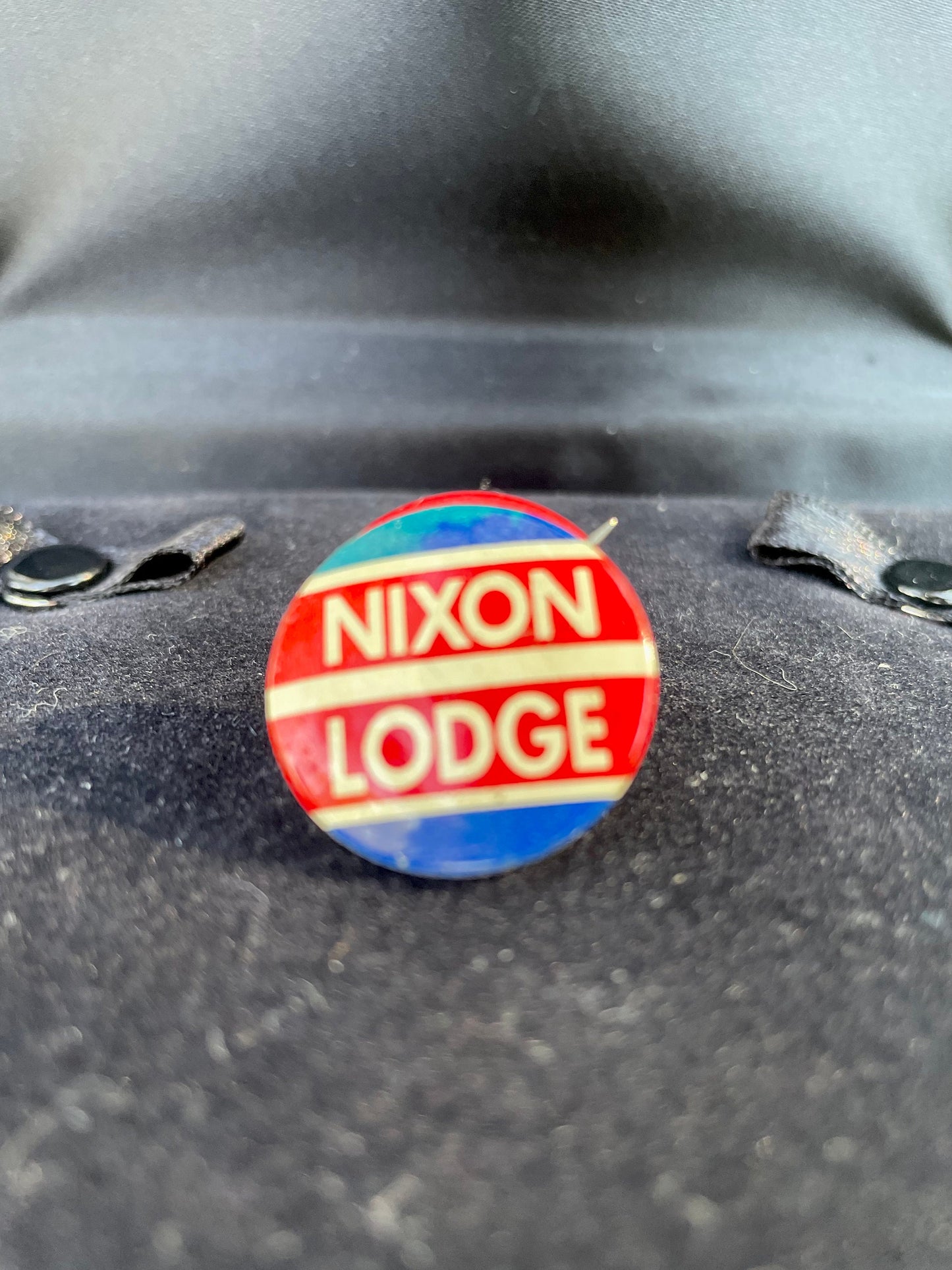 Vintage 1960 Presidential Campaign Nixon Lodge Red White & Blue Political Pin