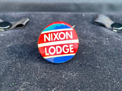 Vintage 1960 Presidential Campaign Nixon Lodge Red White & Blue Political Pin