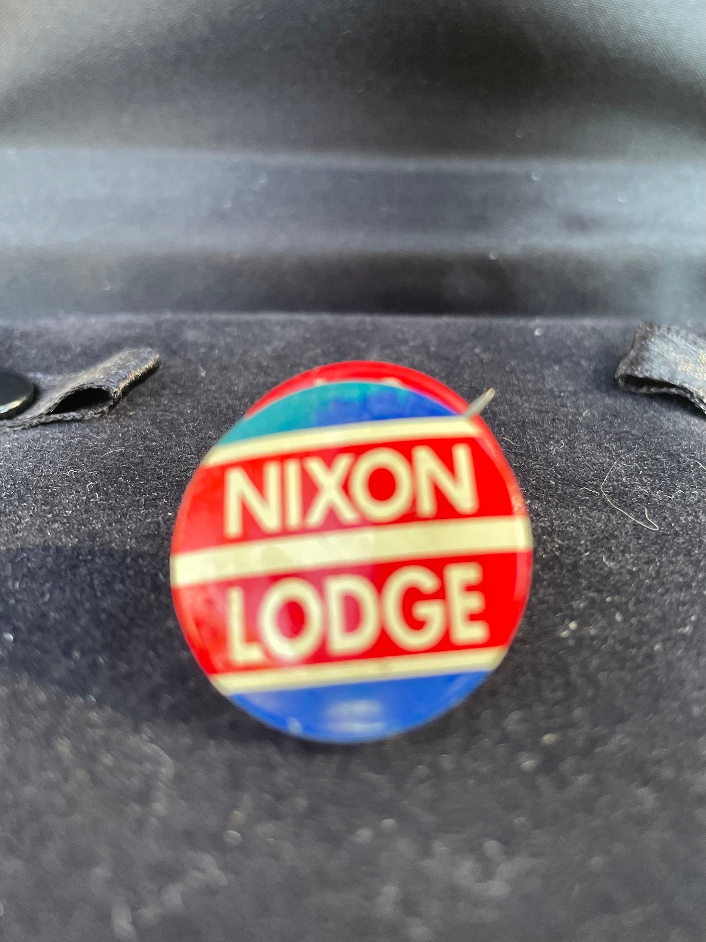 Vintage 1960 Presidential Campaign Nixon Lodge Red White & Blue Political Pin