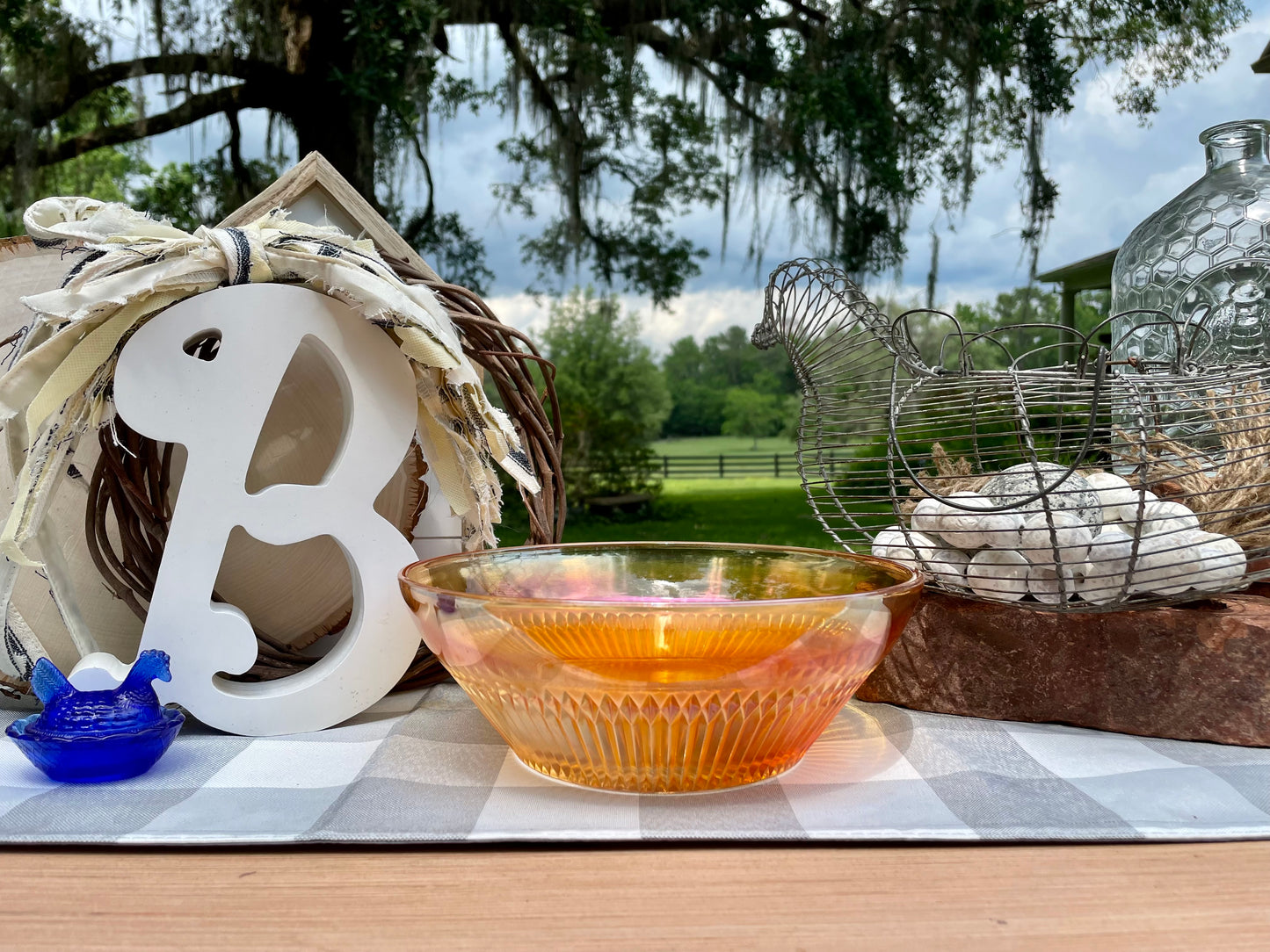 Vintage Marigold Iridescent Imperial Carnival Glass 9 in. Salad / Mixing Bowl