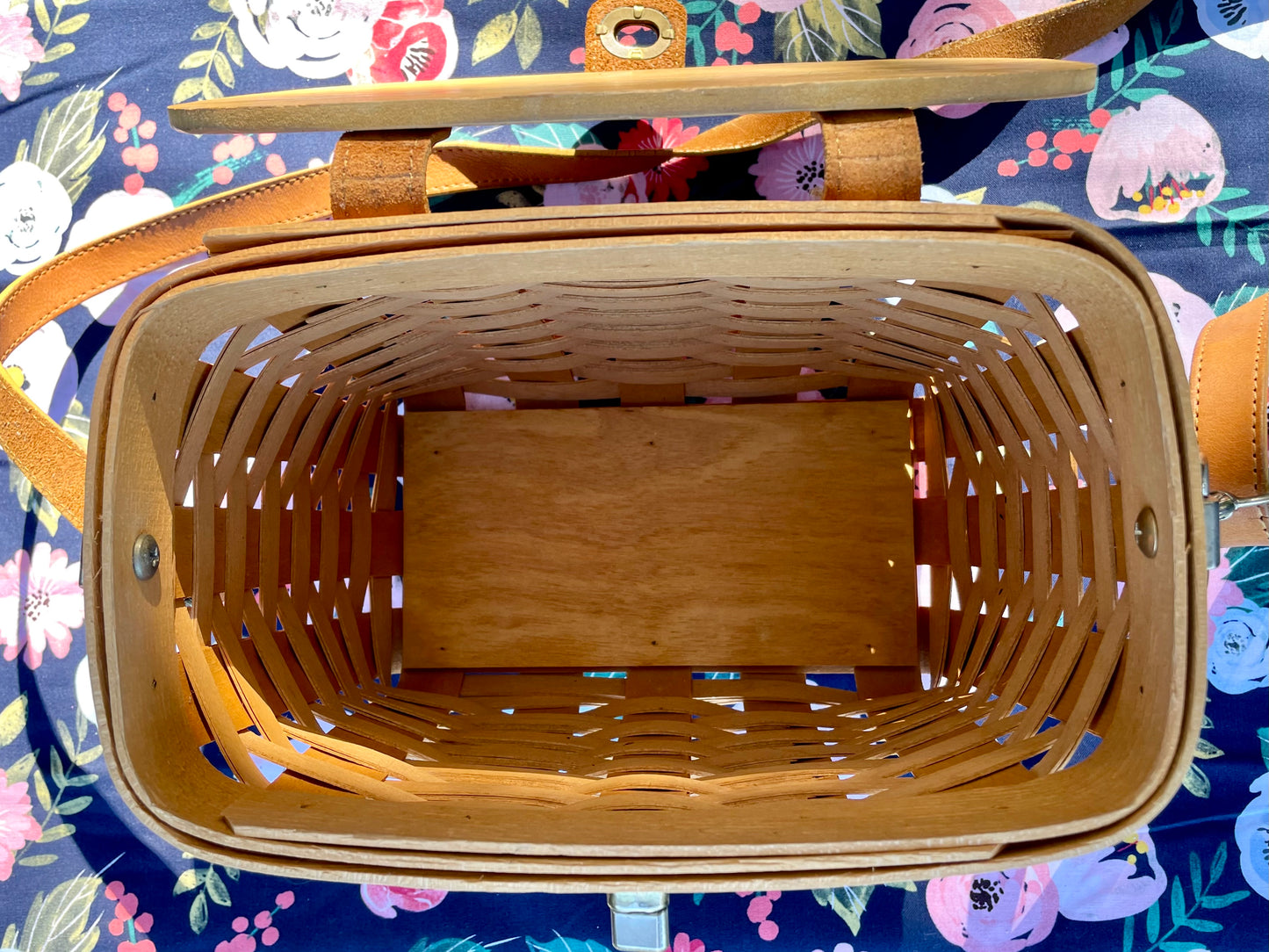 Vintage Longaberger Picnic Basket Purse with Leather Strap