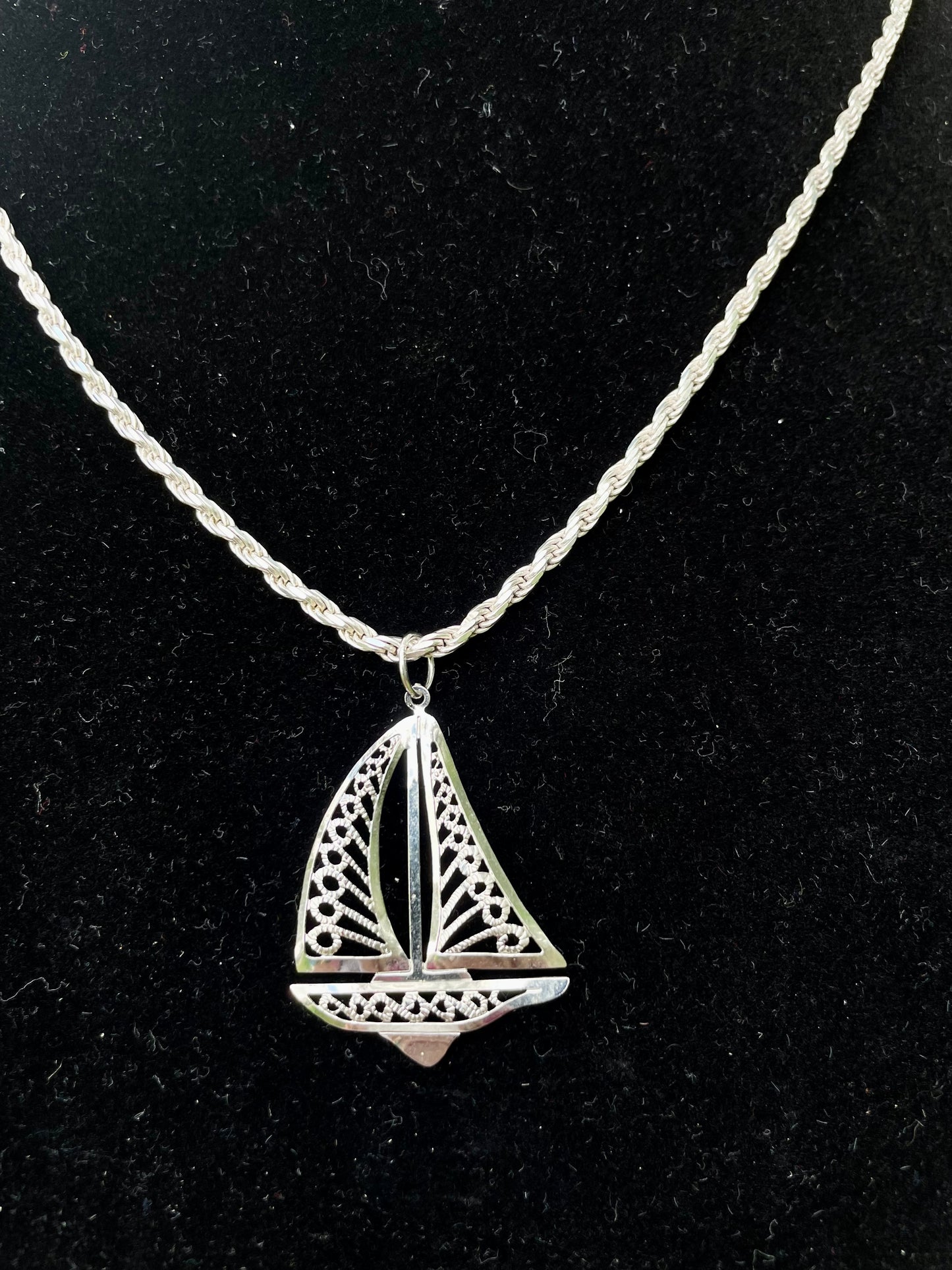 Sail Boat Pendant Sterling Silver Necklace