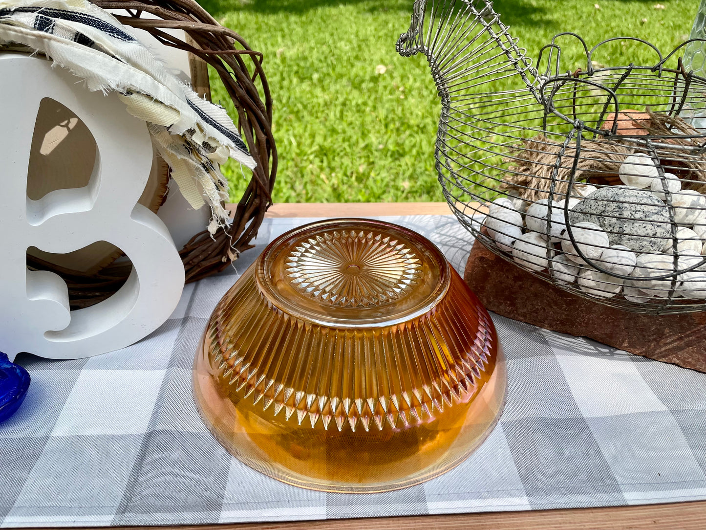 Vintage Marigold Iridescent Imperial Carnival Glass 9 in. Salad / Mixing Bowl