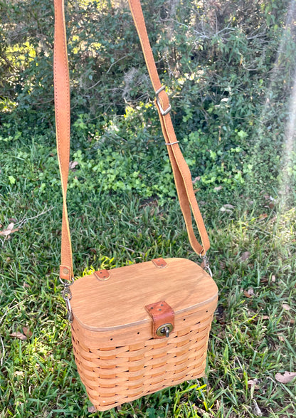 Vintage Longaberger Picnic Basket Purse with Leather Strap