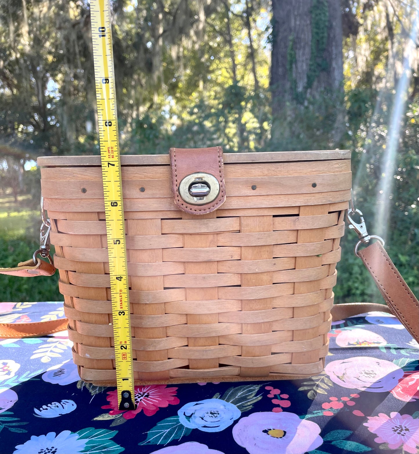 Vintage Longaberger Picnic Basket Purse with Leather Strap