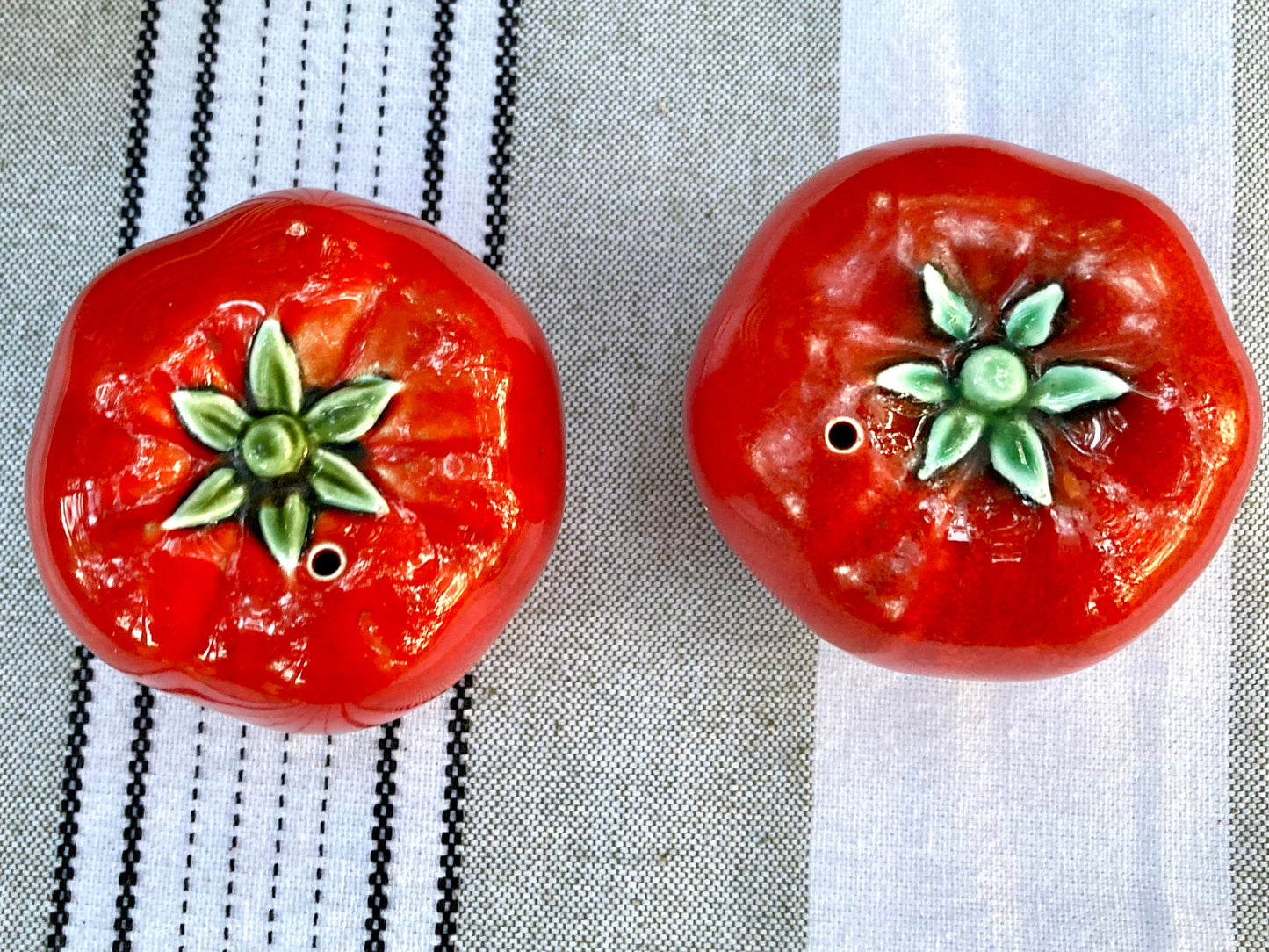 Vintage Garden Fresh Tomato Salt & Pepper Shakers Ceramic Hand Painted