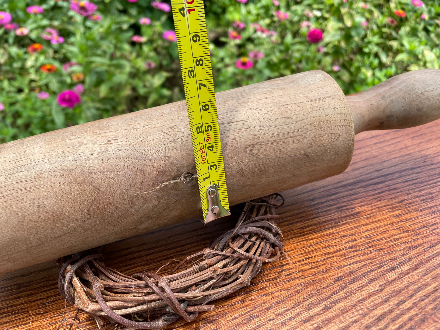 Vintage Maple Colored Solid Wood Large Rolling Pin