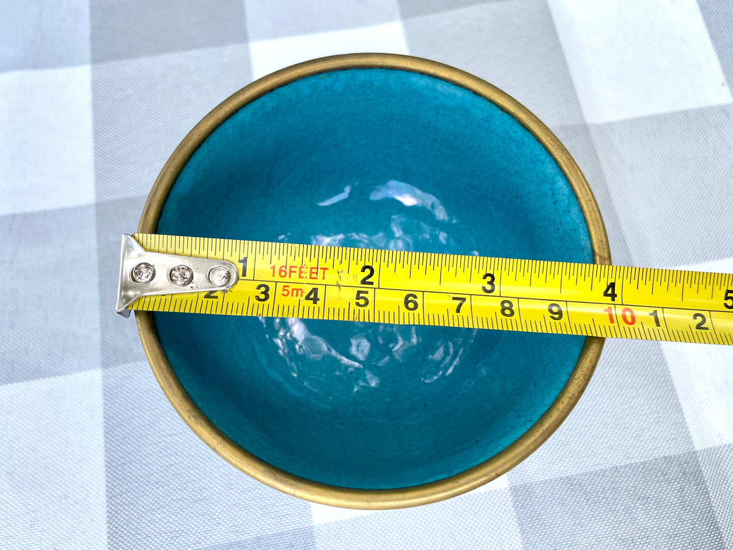 Vintage Cloisonne Enamel over Copper Red Accent Bowl